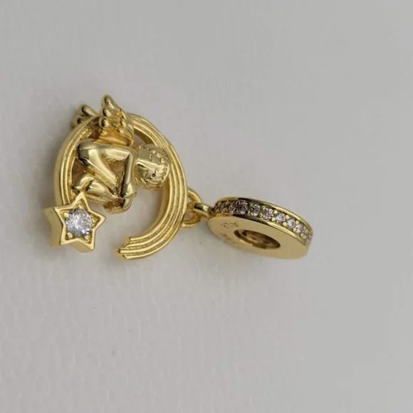 Pandora 18k Shine Angel and Shooting Star Pendant Charm #768483C01 - Picture 2 of 6